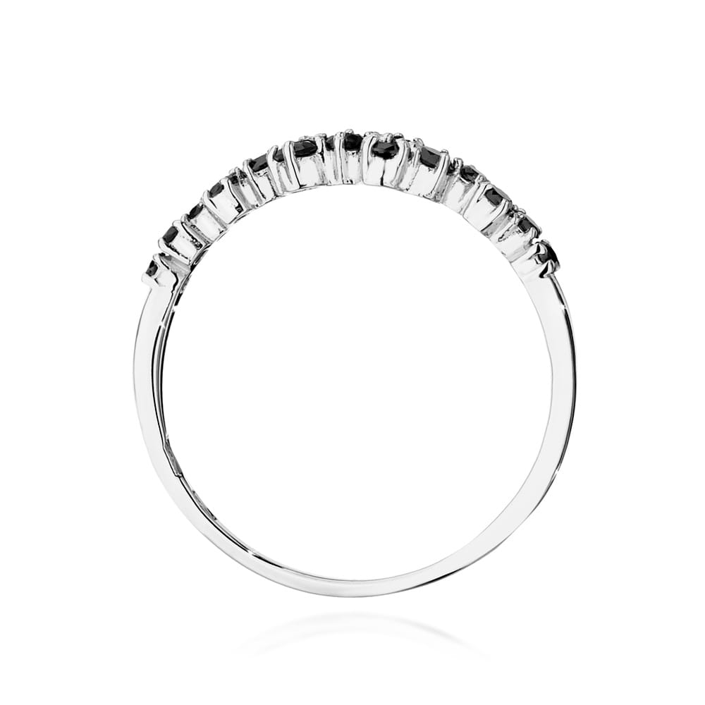 Prsteň W528 s čiernymi diamantmi, biele zlato Au 585/1000 - 2
