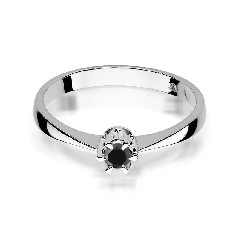 W111 Prsteň Black Diamond 0.12ct biele zlato Au 585/1000 - 1