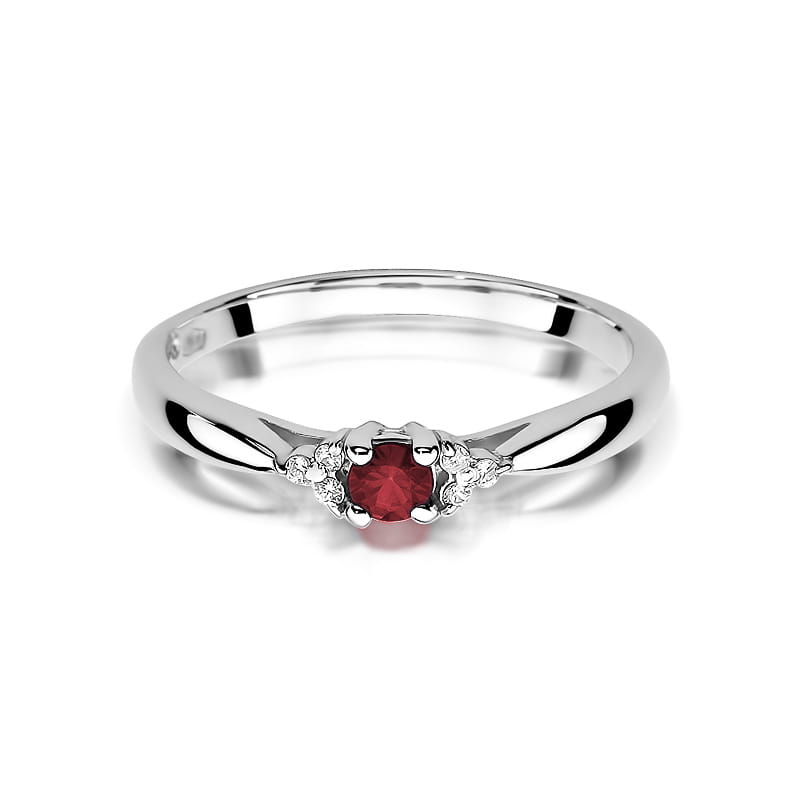 W428 Ruby prsteň 0.15ct biele zlato Au 585/1000 - 1