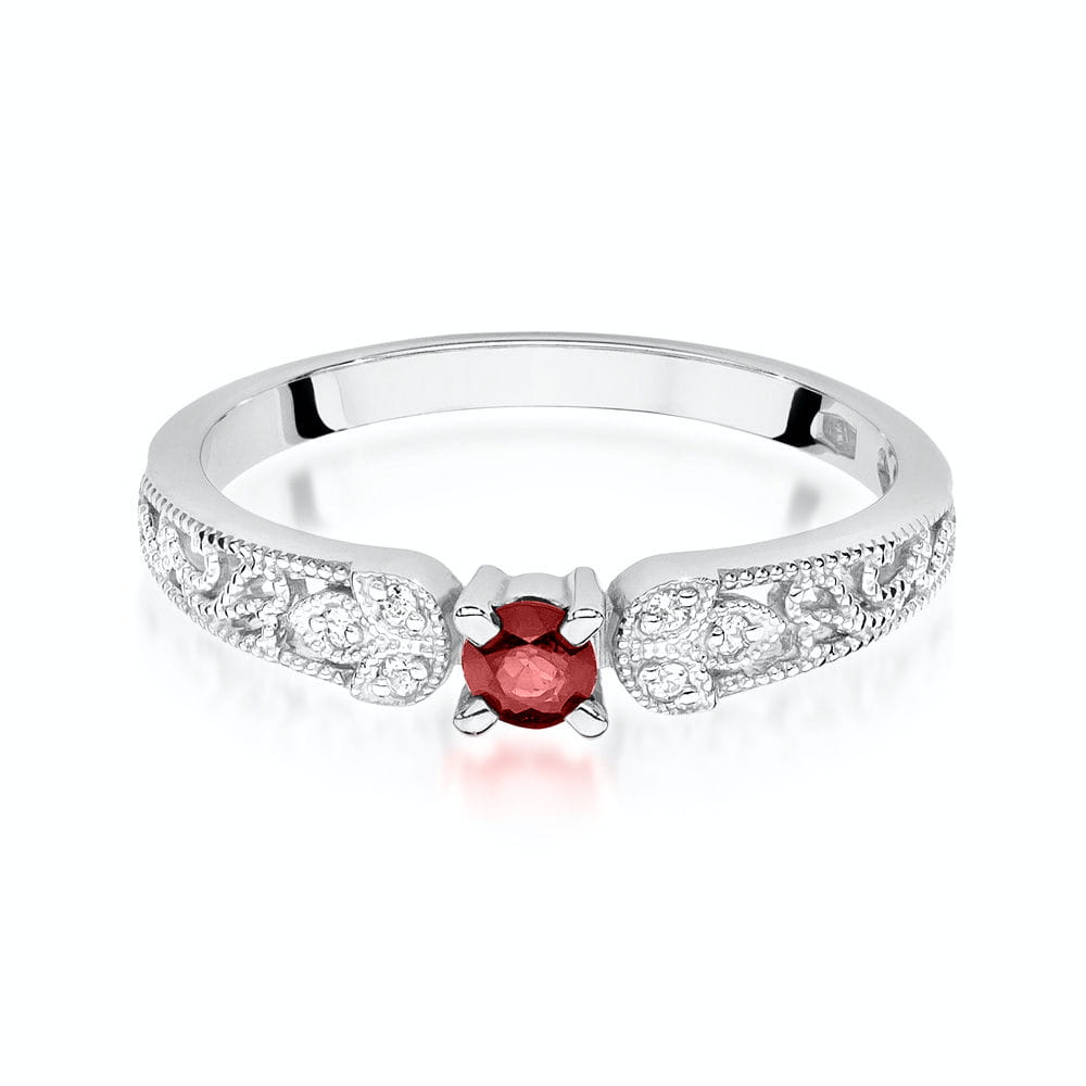 W411 Ruby prsteň 0.10ct biele zlato Au 585/1000 - 1
