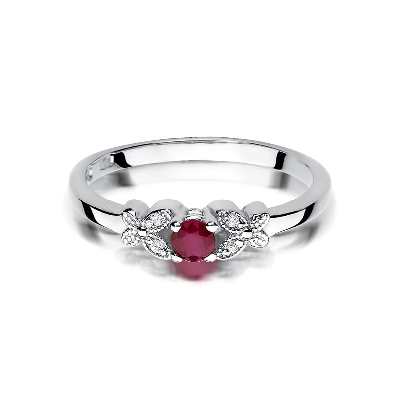 W414 Ruby prsteň 0,15ct biele zlato Au 585/1000 - 1