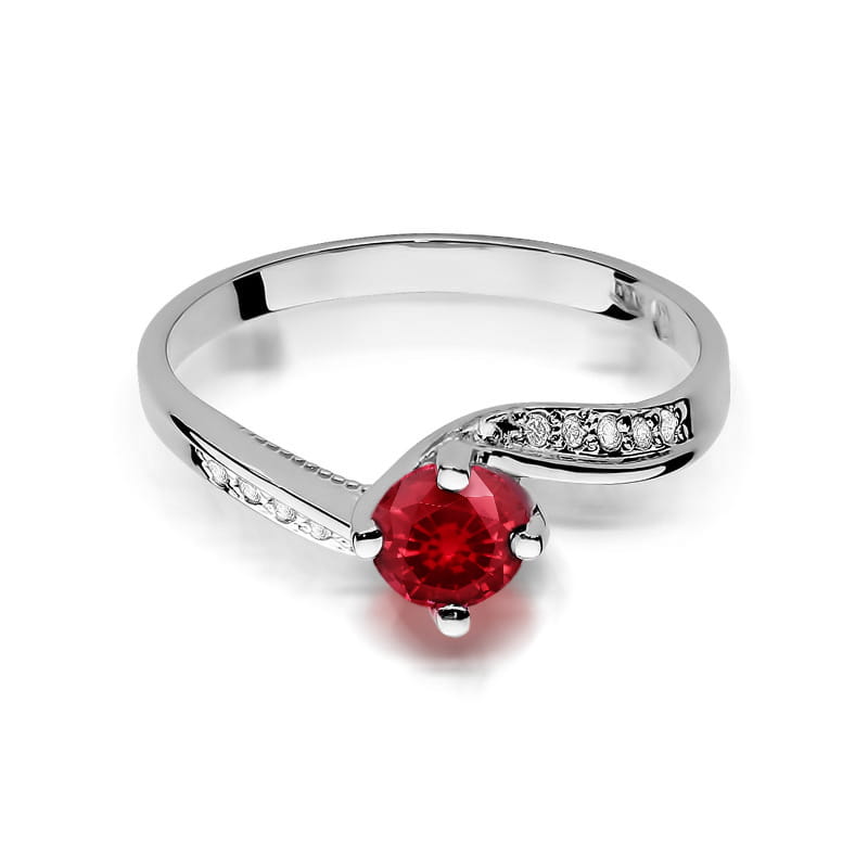 Prsteň W084 Ruby 0,60ct biele zlato Au 585/1000 - 1