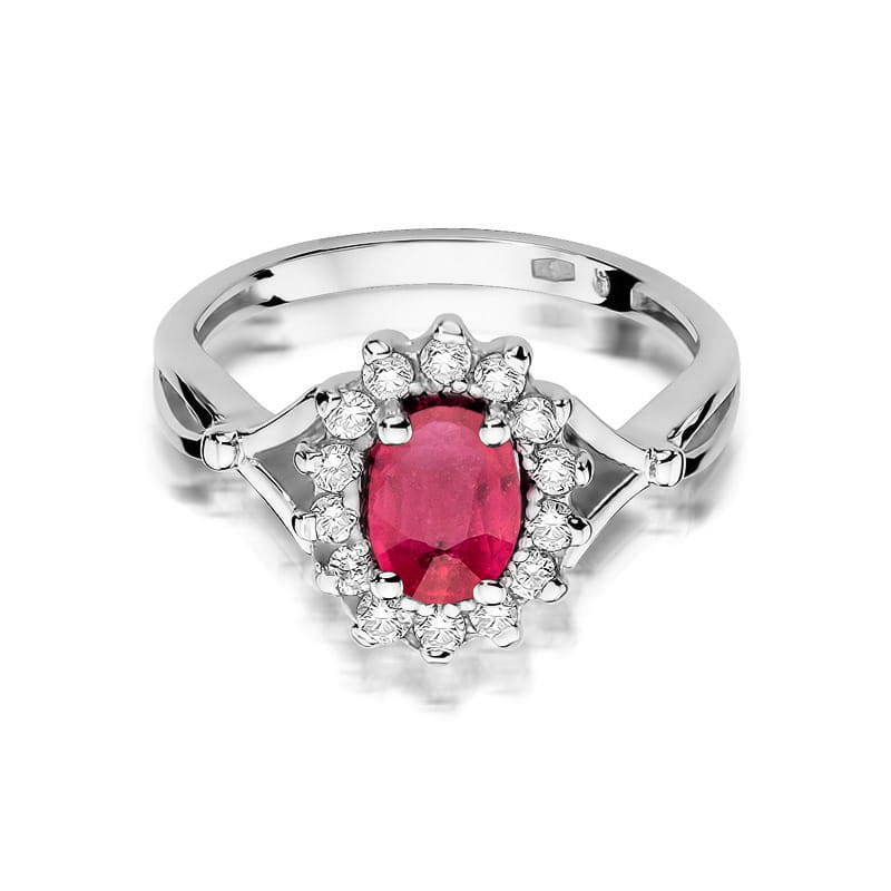 W182 Ruby prsteň 1.00ct biele zlato Au 585/1000 - 1