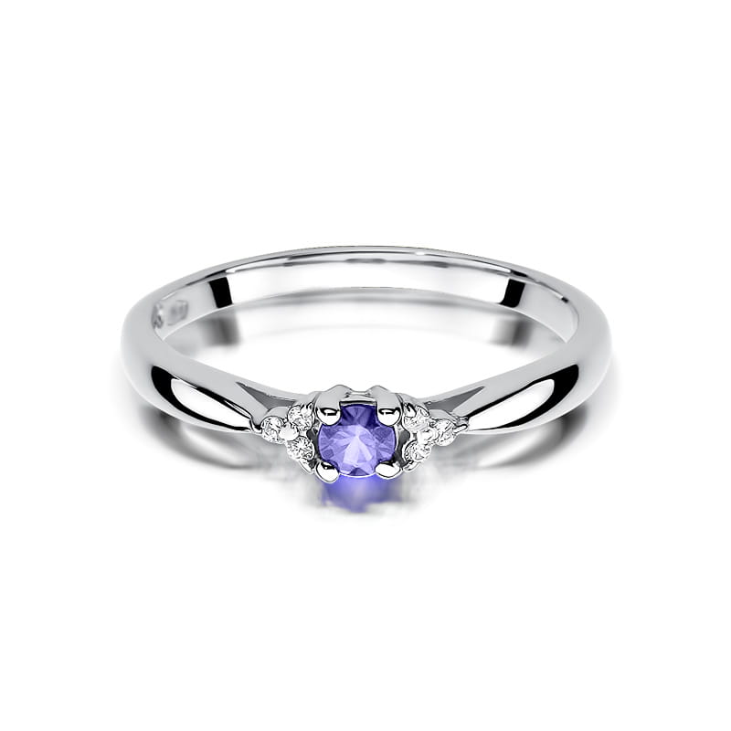 W428 Tanzanitový prsteň 0,15ct biele zlato Au 585/1000 - 1