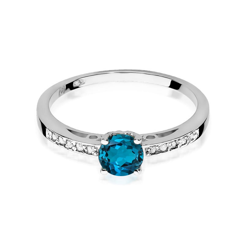 W066 Topaz London Modrý prsteň 0,50ct biele zlato Au 585/1000 - 1