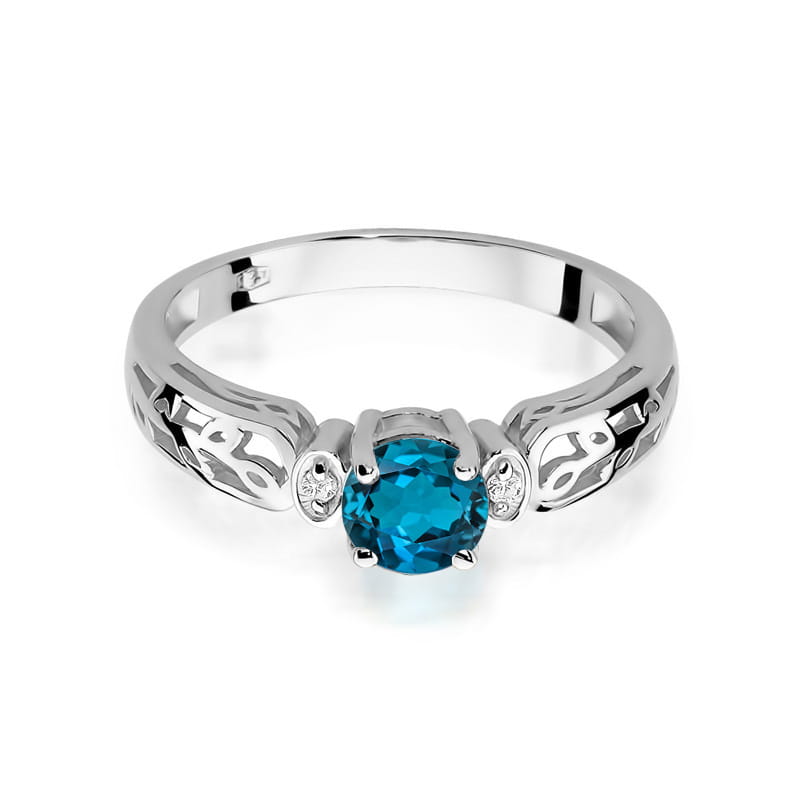 W014 Topaz London Modrý prsteň 0,50ct biele zlato Au 585/1000 - 1