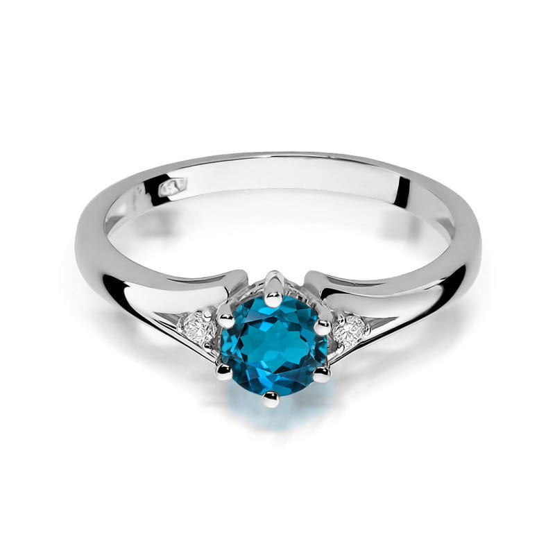 W076 Topaz London Modrý prsteň 0,50ct biele zlato Au 585/1000 - 1