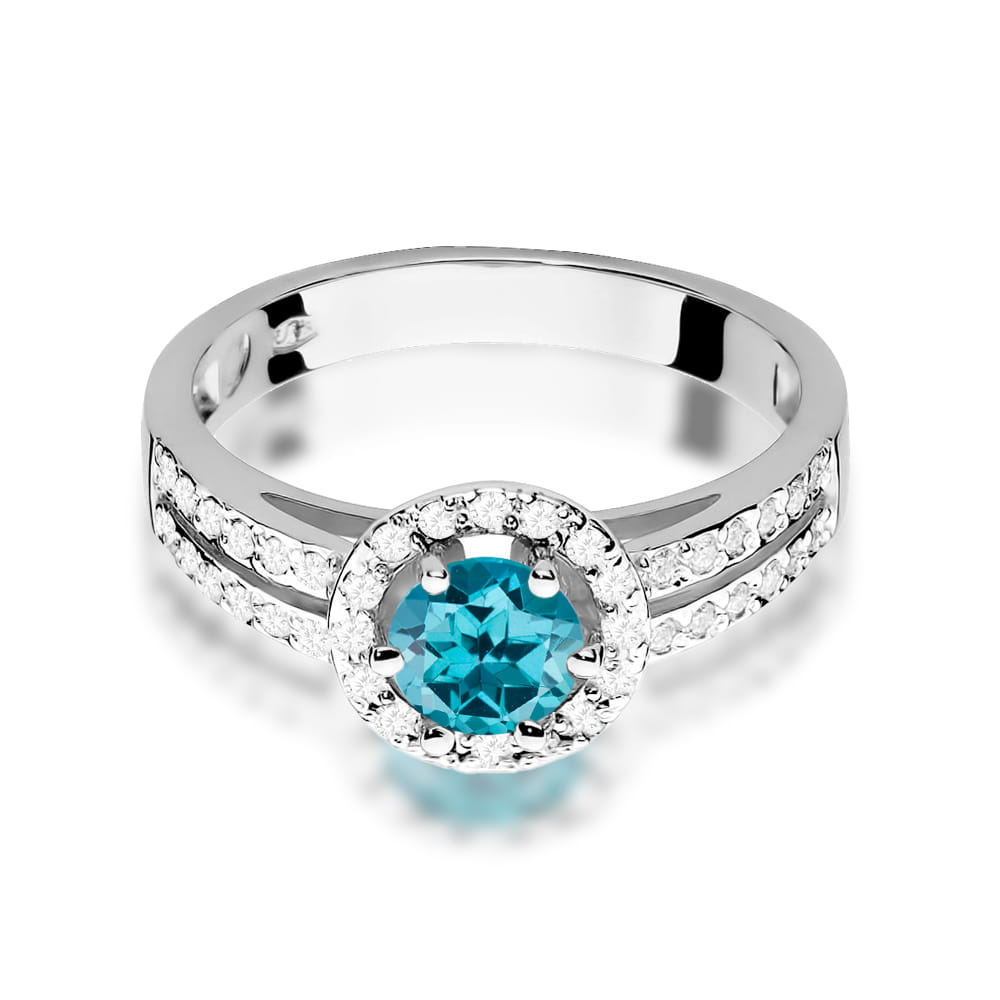 W087 Topaz London Modrý prsteň 0,50ct biele zlato Au 585/1000 - 1