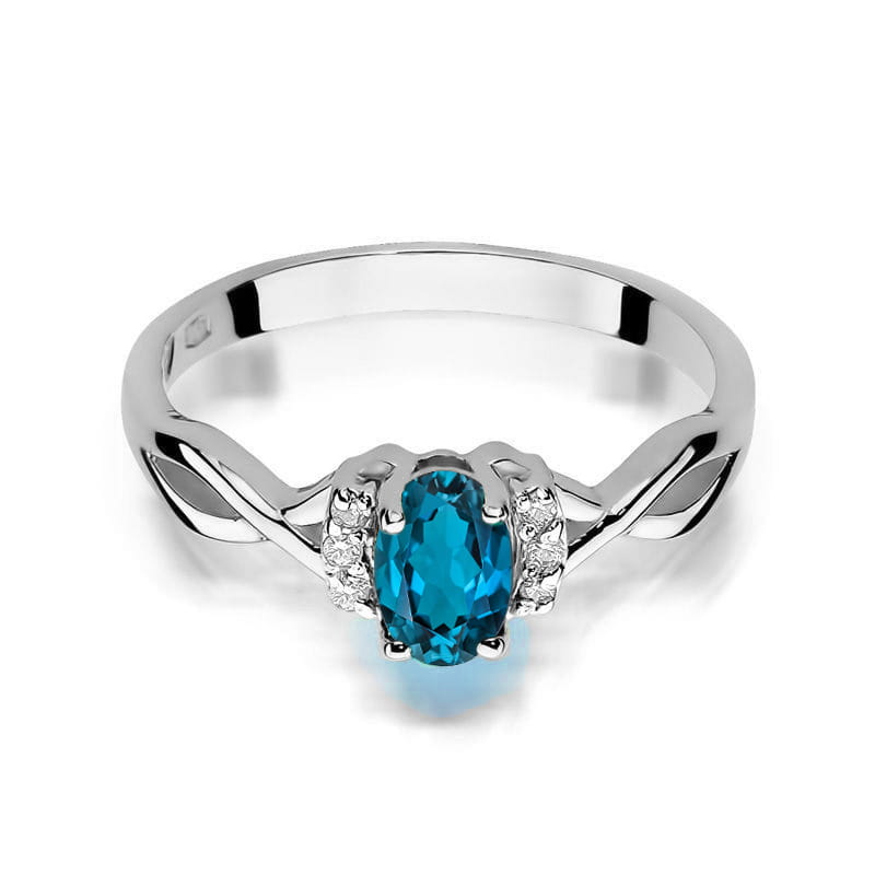W019 Topaz London Modrý prsteň 0,50ct biele zlato Au 585/1000 - 1