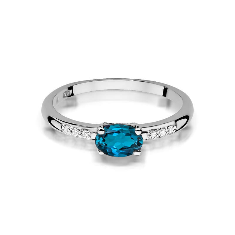 W077 Topaz London Modrý prsteň 0,50ct biele zlato Au 585/1000 - 1