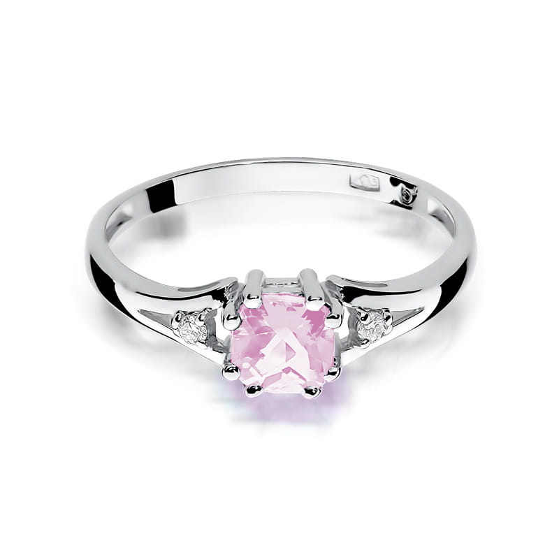 Prsteň W044 Ružový Topaz 0,70ct biele zlato Au 585/1000 - 1