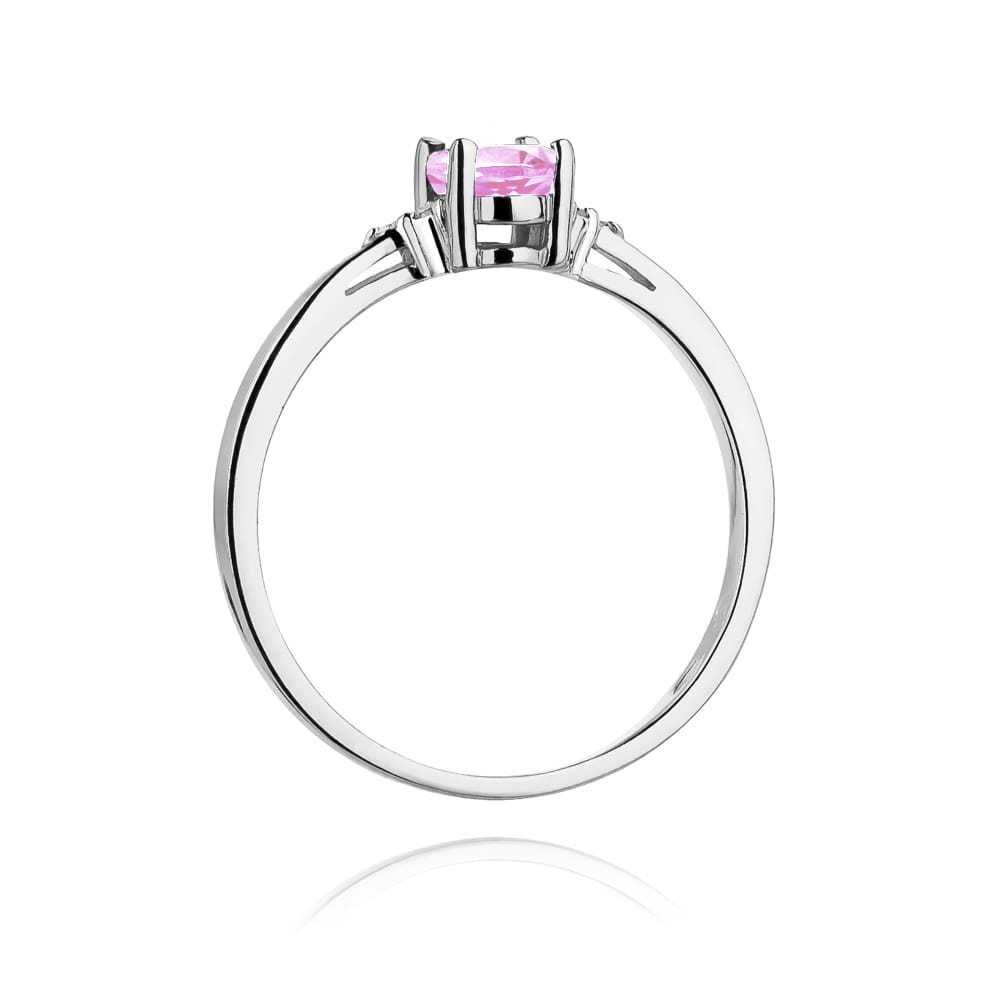 W301 Ružový prsteň Topaz 0,50ct biele zlato Au 585/1000 - 2