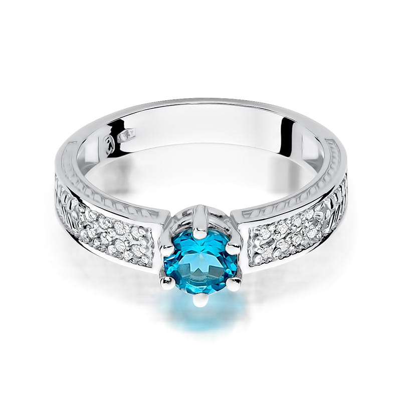 W075 Topaz prsteň 0,50ct biele zlato Au 585/1000 - 1