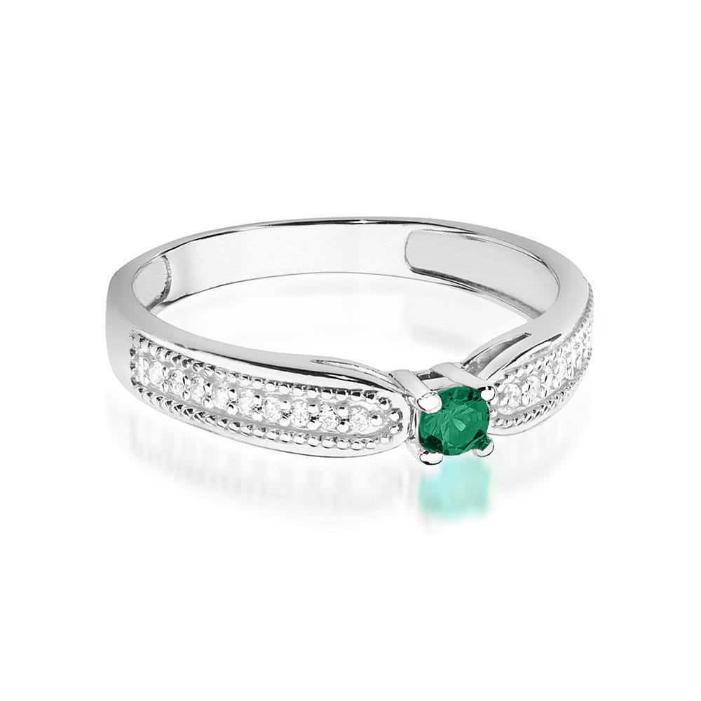 W449 Smaragdový prsteň 0,15ct biele zlato Au 585/1000 - 1