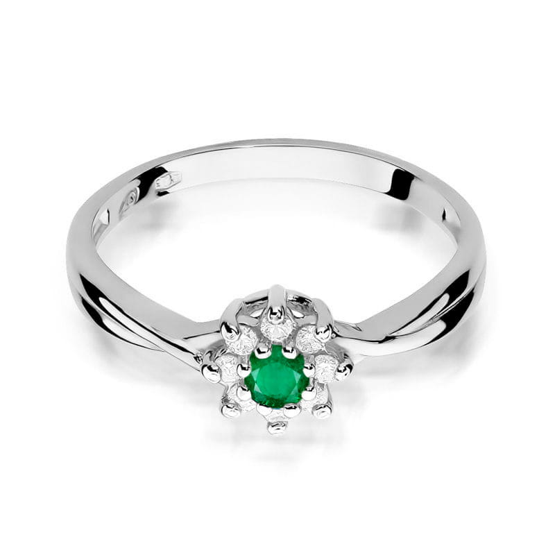 Prsteň W072 Emerald 0,15ct biele zlato Au 585/1000 - 1