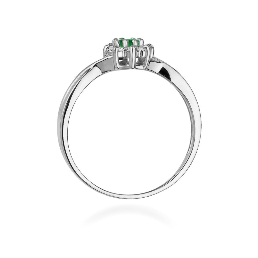 Prsteň W072 Emerald 0,15ct biele zlato Au 585/1000 - 2