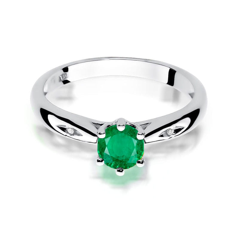 Prsteň W074 Emerald 0,50ct biele zlato Au 585/1000 - 1