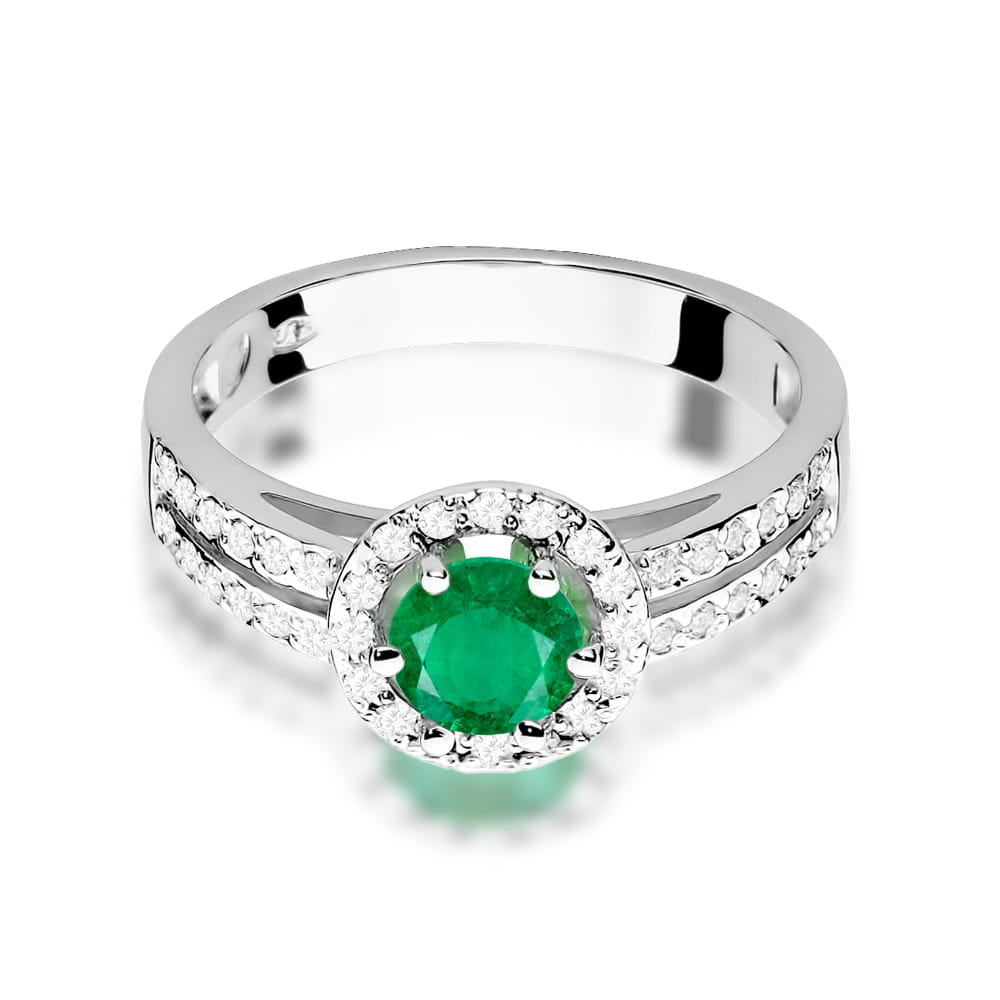 Prsteň W087 Emerald 0,50ct biele zlato Au 585/1000 - 1