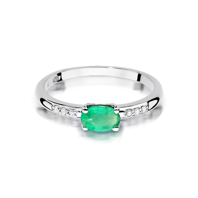 Prsteň W077 Emerald 0,40ct biele zlato Au 585/1000 - 1