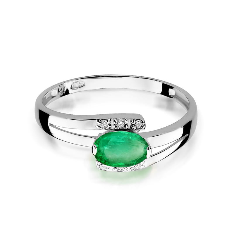 W119 Smaragdový prsteň 0,40ct biele zlato Au 585/1000 - 1