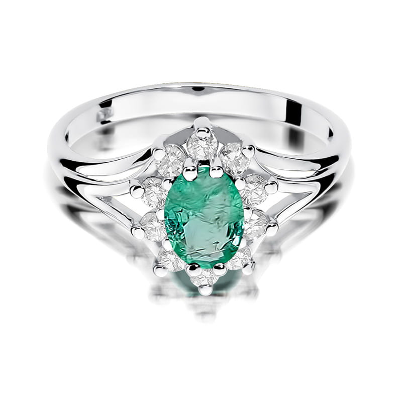 Prsteň W037 Emerald 0,80ct biele zlato Au 585/1000 - 1