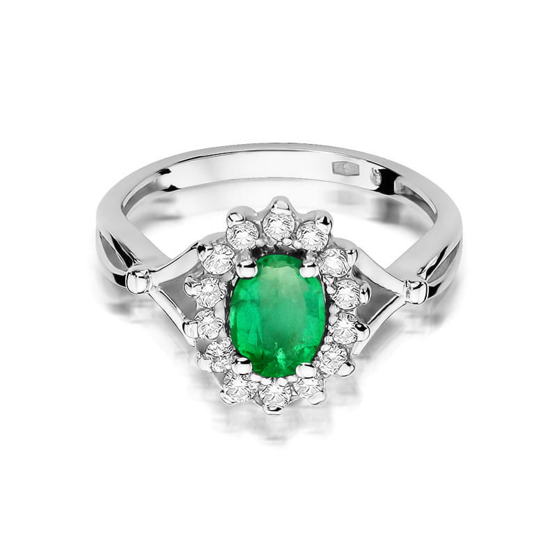 W182 Smaragdový prsteň 0,80ct biele zlato Au 585/1000 - 1