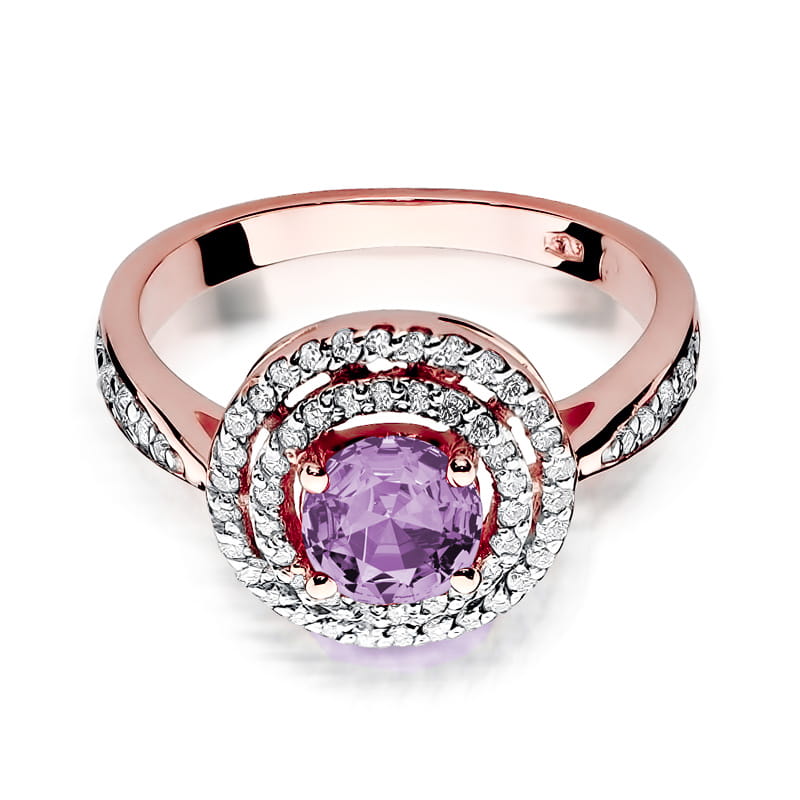 W274 Ametystový prsteň 0,90ct ružové zlato Au 585/1000 - 1
