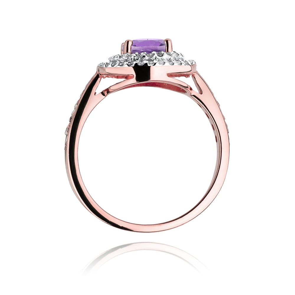 W274 Ametystový prsteň 0,90ct ružové zlato Au 585/1000 - 2