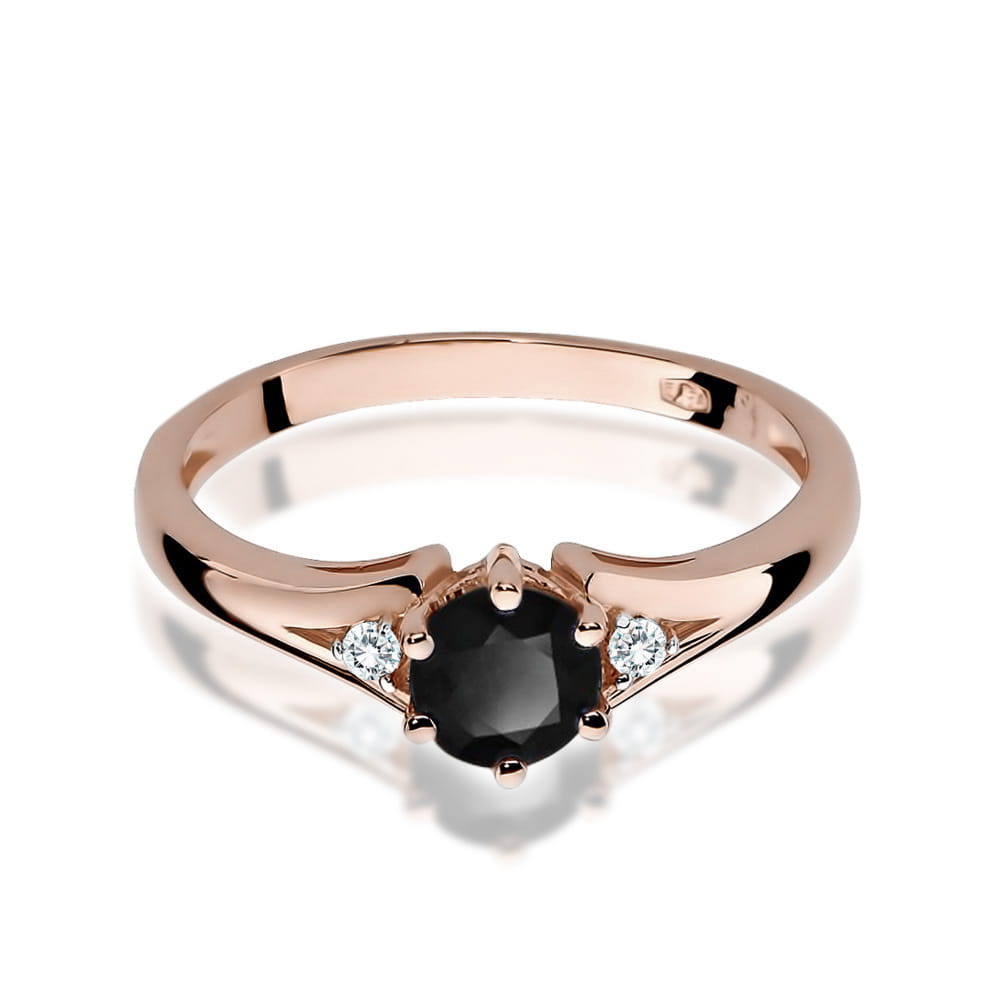 W076 Prsteň Black Diamond 0,50ct ružové zlato Au 585/1000 - 1