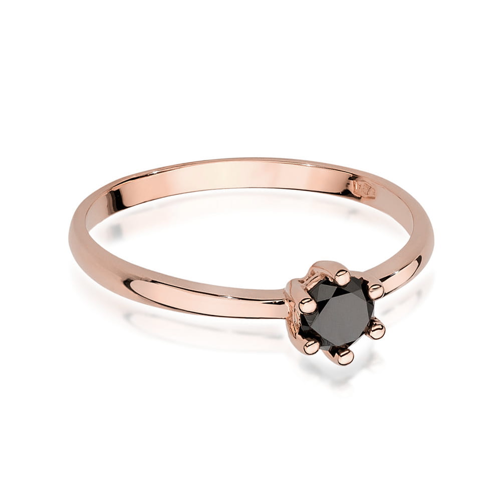 W496 Prsteň Black Diamond 0.30ct ružové zlato Au 585/1000 - 1