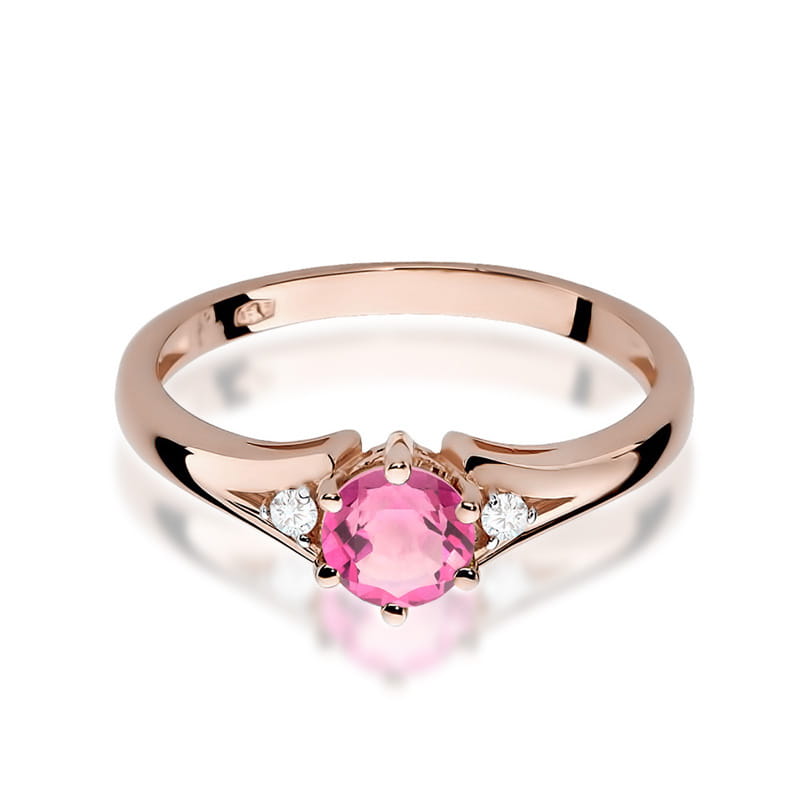 Prsteň W076 Ružový Topaz 0,60ct ružové zlato Au 585/1000 - 1