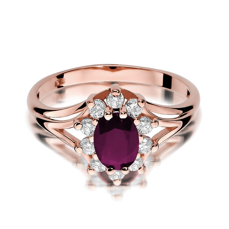 W037 Ruby prsteň 1.00ct ružové zlato Au 585/1000 - 1
