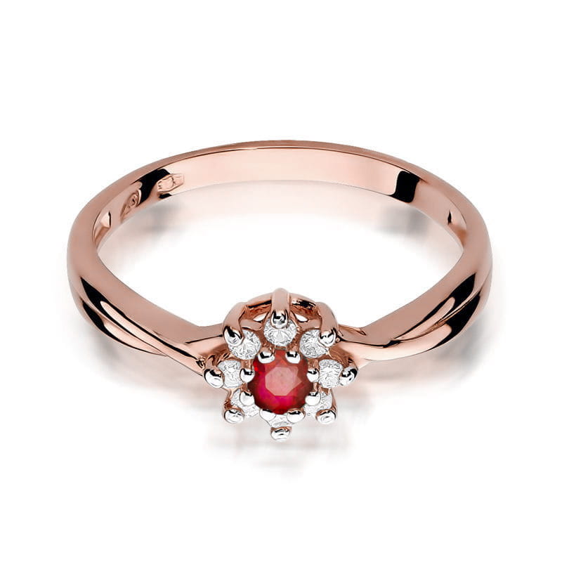 Prsteň W072 Ruby 0,15ct ružové zlato Au 585/1000 - 1