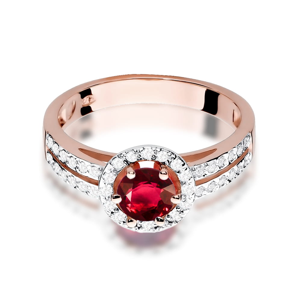 Prsteň W087 Ruby 0,60ct ružové zlato Au 585/1000 - 1