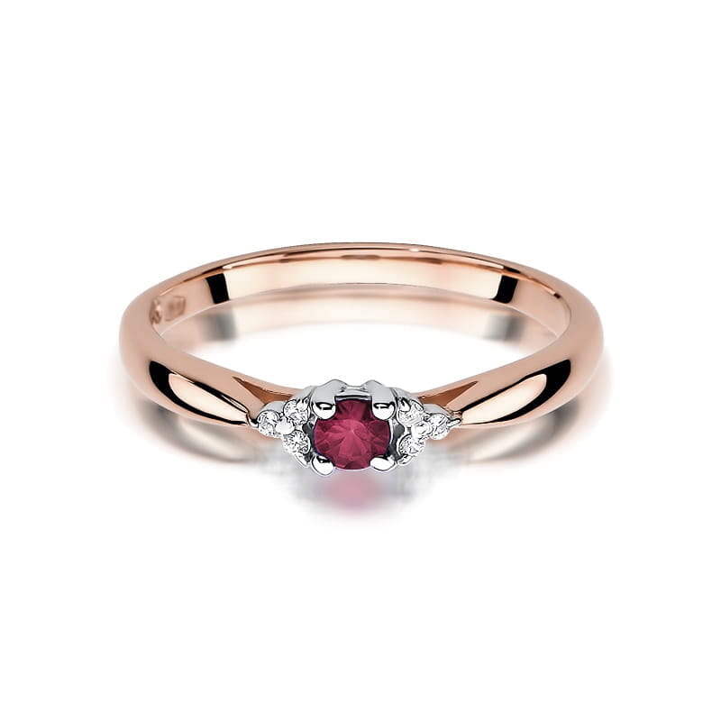 W428 Ruby prsteň 0.15ct ružové zlato Au 585/1000 - 1