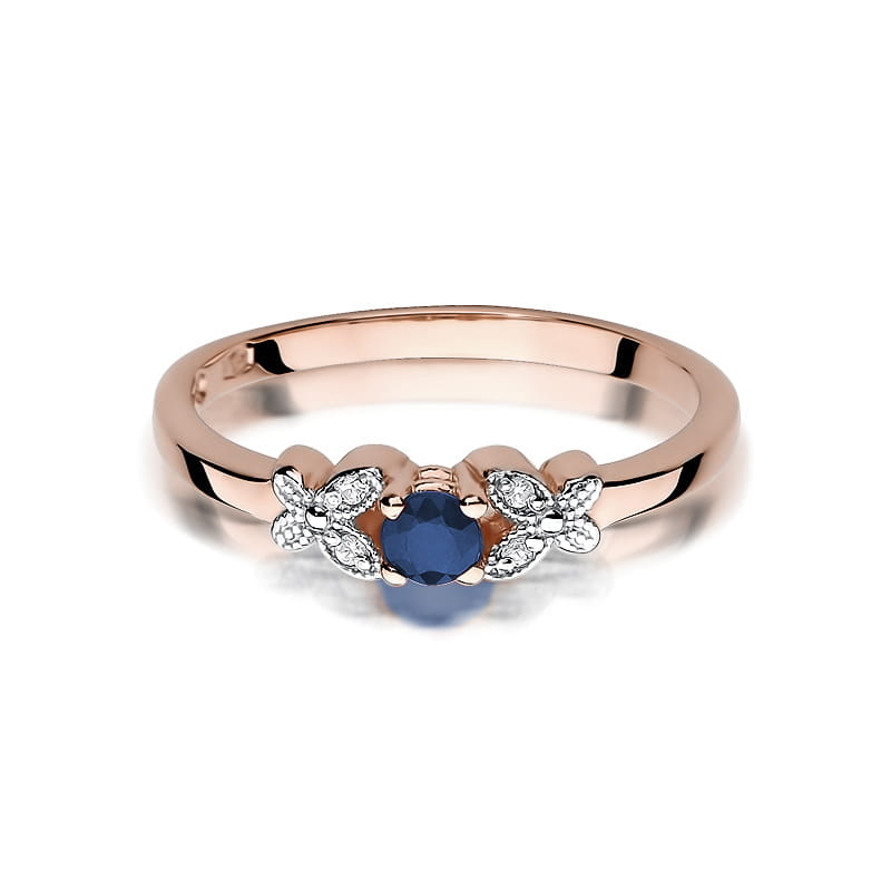 W414 Zafírový prsteň 0,15ct ružové zlato Au 585/1000 - 1