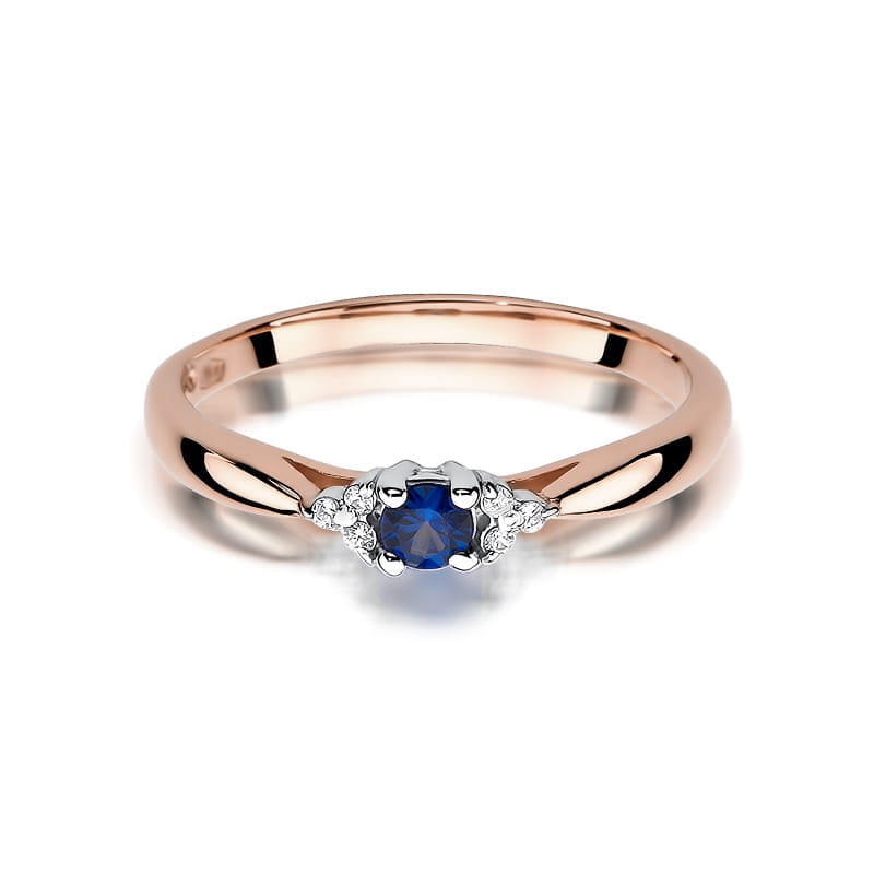 W428 Zafírový prsteň 0,15ct ružové zlato Au 585/1000 - 1