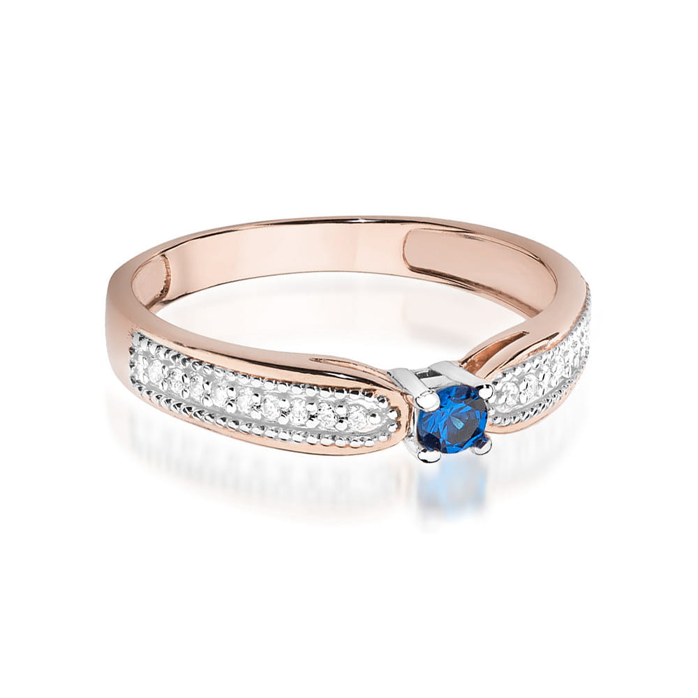 W449 Zafírový prsteň 0,15ct ružové zlato Au 585/1000 - 1