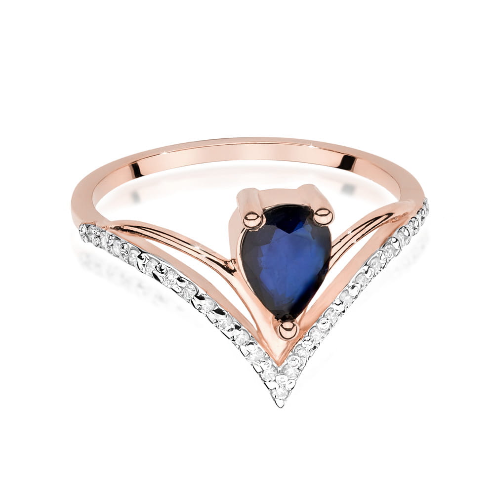 W487 Zafírový prsteň 0,60ct ružové zlato Au 585/1000 - 1