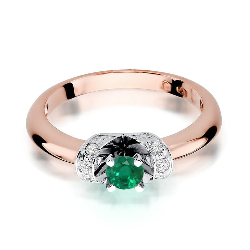 Prsteň W043 Emerald 0,50ct ružové zlato Au 585/1000 - 1