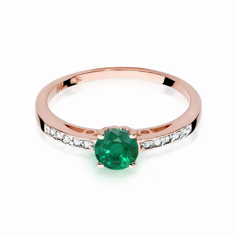 W066 Smaragdový prsteň 0,50ct ružové zlato Au 585/1000 - 1