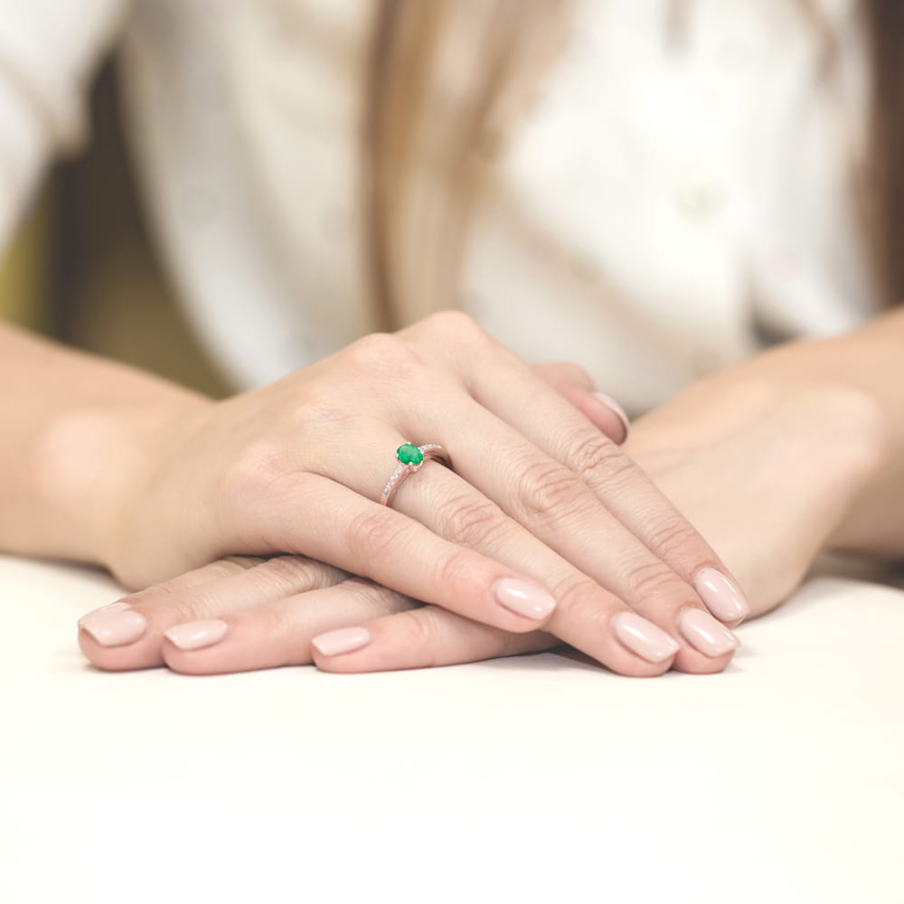 Prsteň W067 Emerald 0,40ct ružové zlato Au 585/1000 - 2