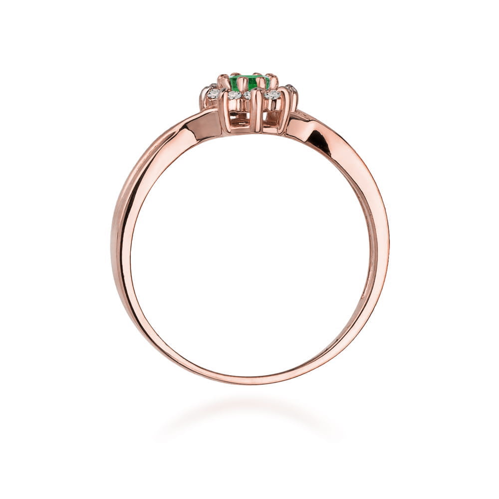 Prsteň W072 Emerald 0.15ct ružové zlato Au 585/1000 - 2