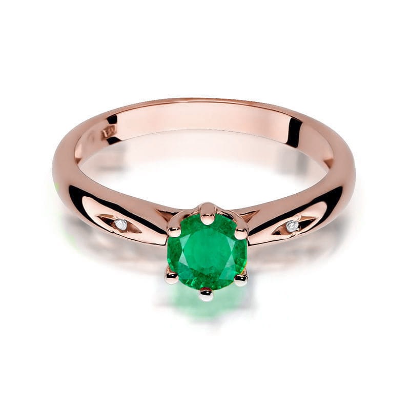 Prsteň W074 Emerald 0,50ct ružové zlato Au 585/1000 - 1