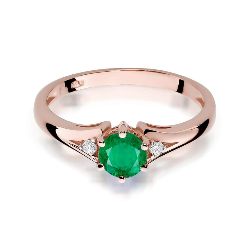 Prsteň W076 Emerald 0,50ct ružové zlato Au 585/1000 - 1