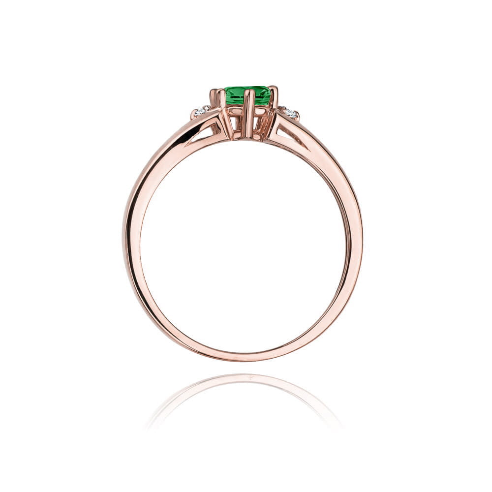 Prsteň W076 Emerald 0,50ct ružové zlato Au 585/1000 - 2