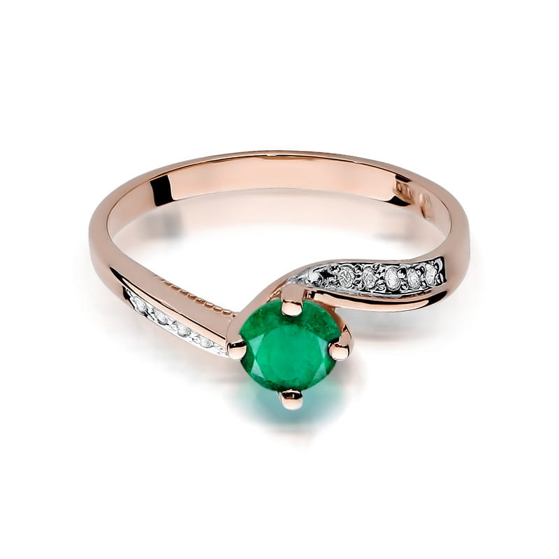 Prsteň W084 Emerald 0,50ct ružové zlato Au 585/1000 - 1
