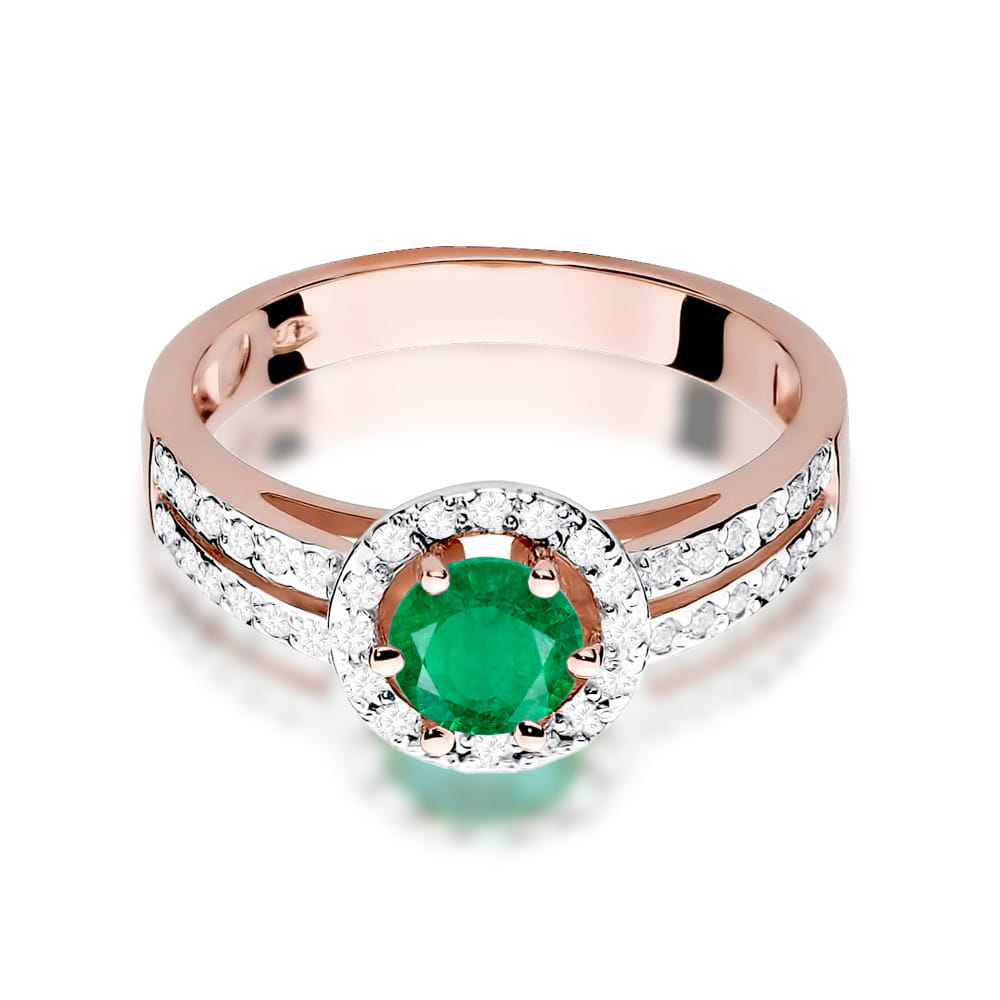 Prsteň W087 Emerald 0,50ct ružové zlato Au 585/1000 - 1