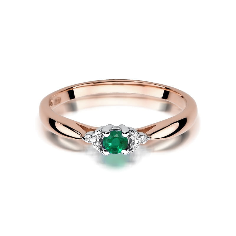 W428 Smaragdový prsteň 0,15ct ružové zlato Au 585/1000 - 1