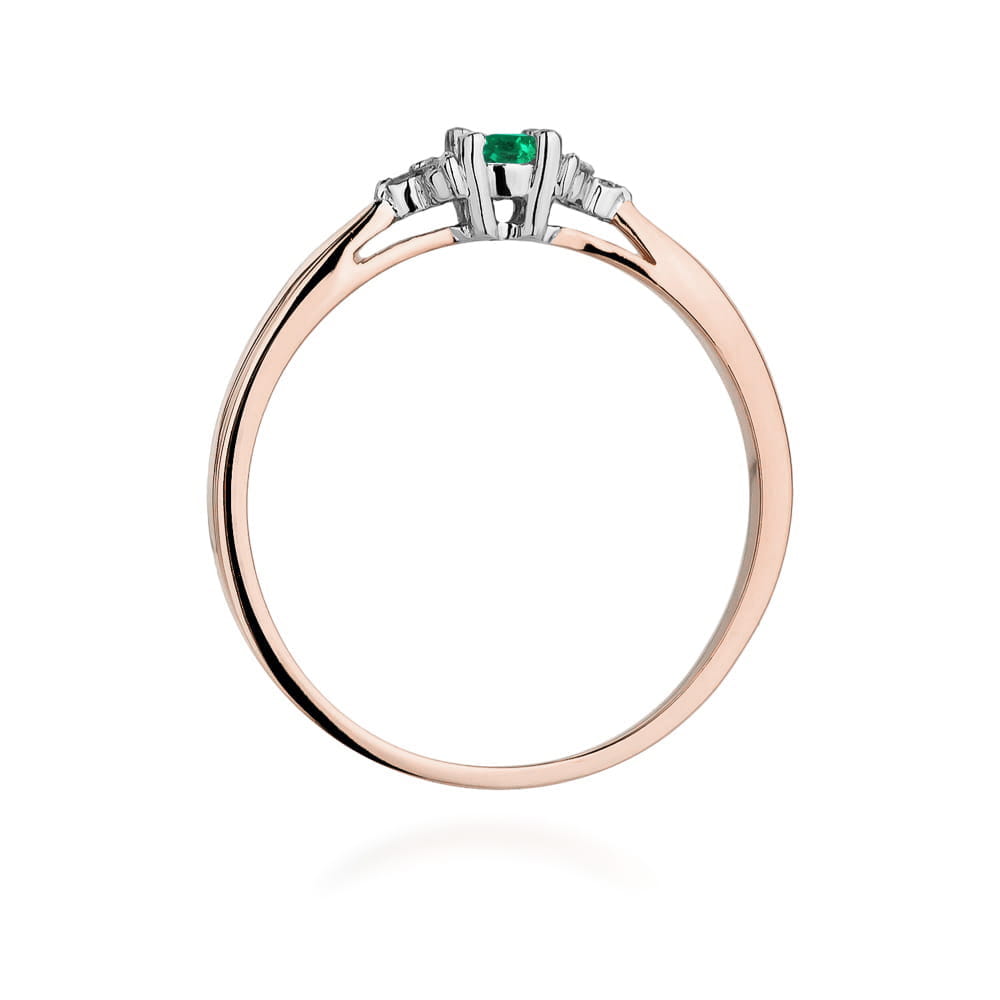 W428 Smaragdový prsteň 0,15ct ružové zlato Au 585/1000 - 2